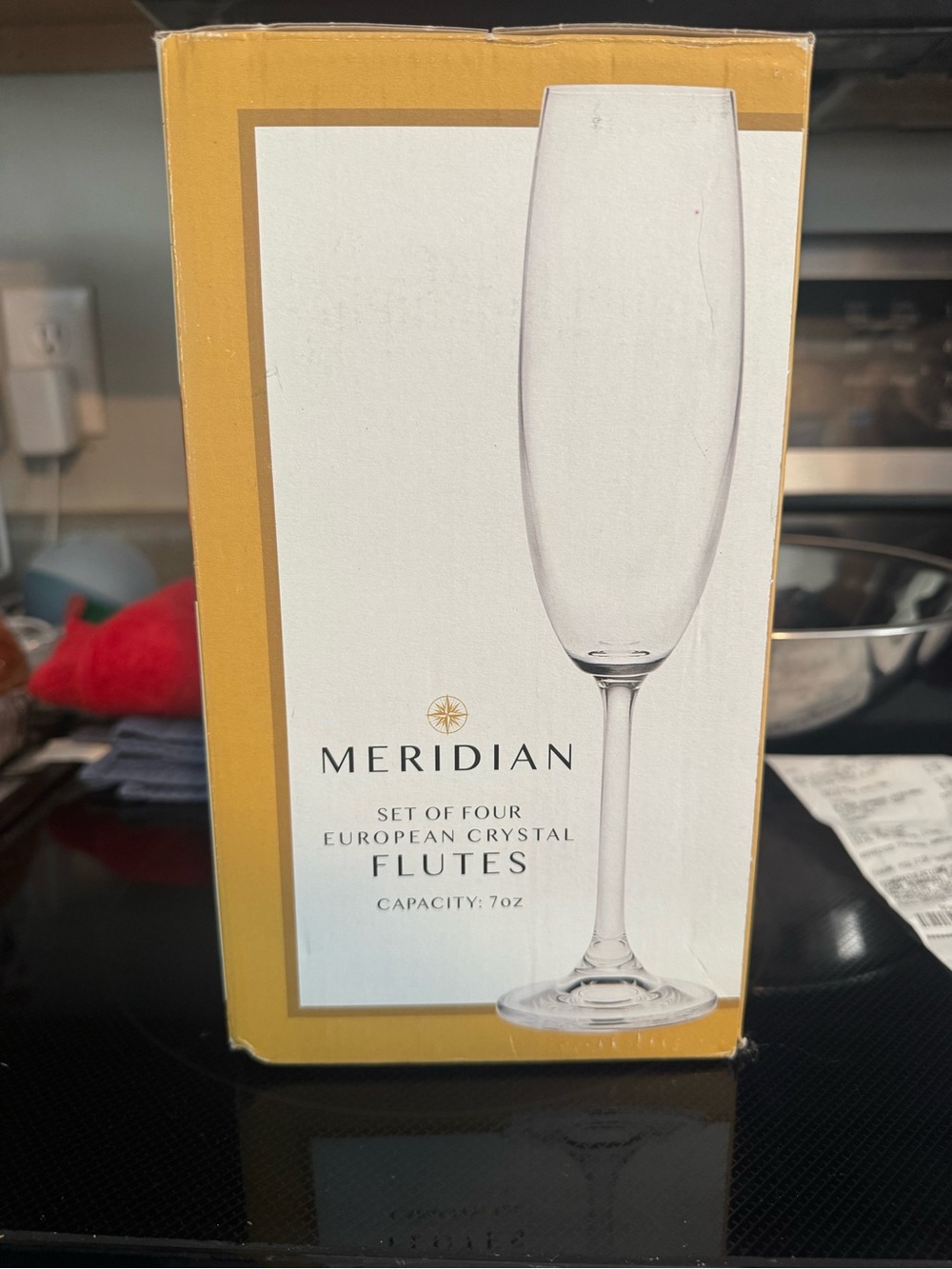 NIB Godinger Shannon Meridian Crystal Champagne Flutes Set of 4 🥂